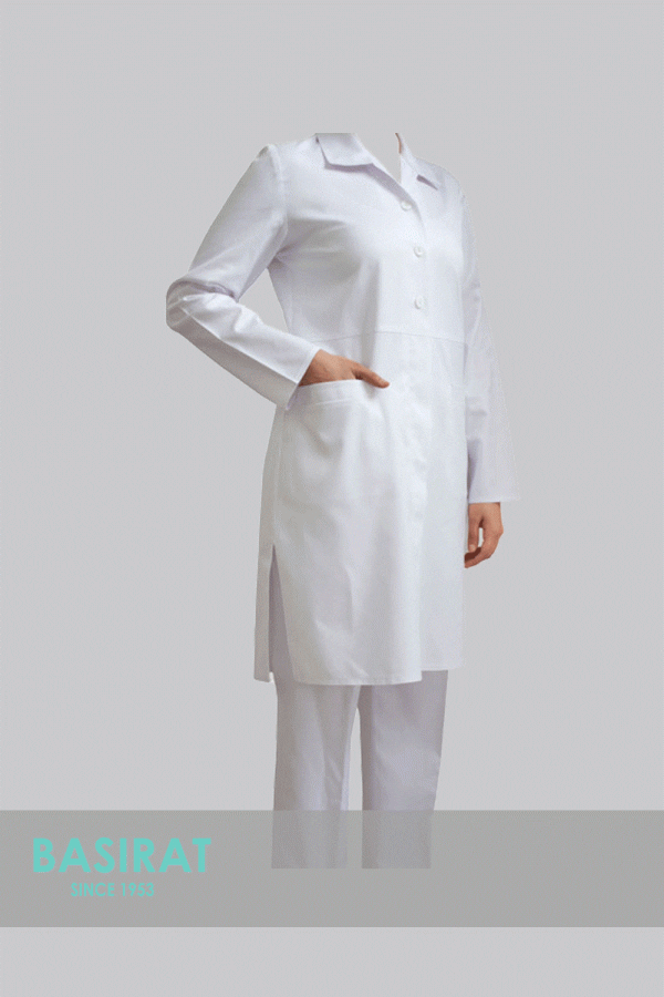 خرید روپوش پزشکی سفید با چاک از بغل