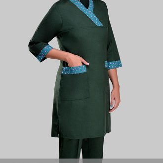 خرید روپوش پزشکی لب گردن دار سبز زنانه